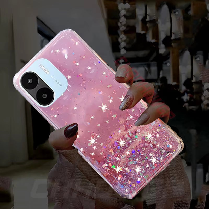 Case for Redmi A1 Gradient Glitter Star Soft Silicone Phone Cases for  Redmi A1 a 1 Case 6.52Inch Clear TPU Back Cover