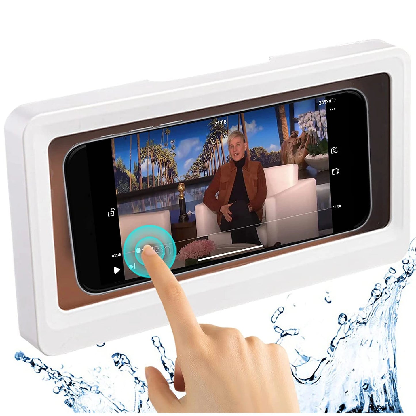 Shower Phone Holder Case Touch Screen Mobile Cell Phone Holder Case Wall Mount Storage Box Wall Hanging Free Punching under 6.8 Inches