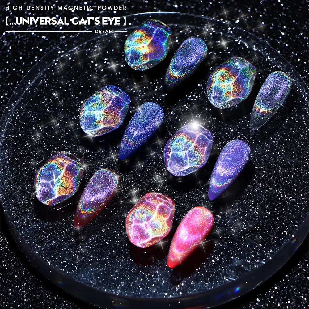 Holographic Rainbow Cat Eye Gel Nail Polish Holo Laser Nail Polish Galaxy Chameleon Magnetic Gel Soak off UV Gel