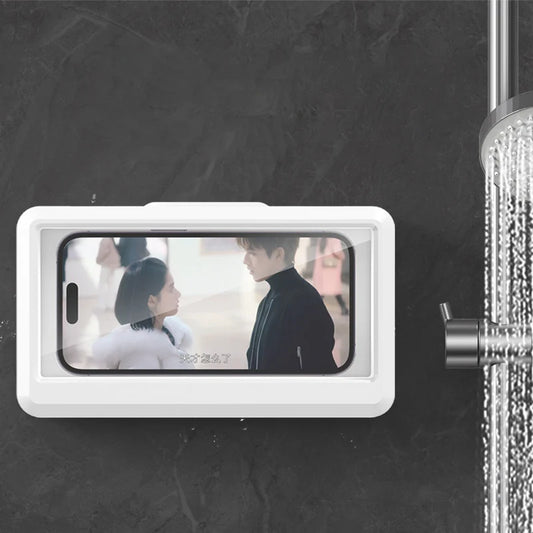 Bathroom Waterproof Phone Holder Home Wall Phone Case Stand Box Self-Adhesive Touch Screen Phone Bracket Shower Sealing Storage