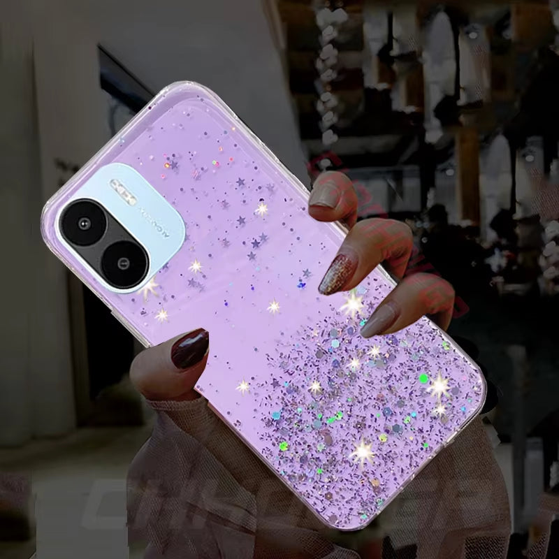 Case for Redmi A1 Gradient Glitter Star Soft Silicone Phone Cases for  Redmi A1 a 1 Case 6.52Inch Clear TPU Back Cover