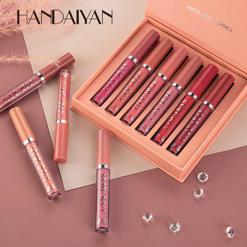 HANDAIYAN 6 Color Matte Liquid Lipstick Sets Lip Gloss for Lips Long Lasting Waterproof Cosmetics Sexy Makeup