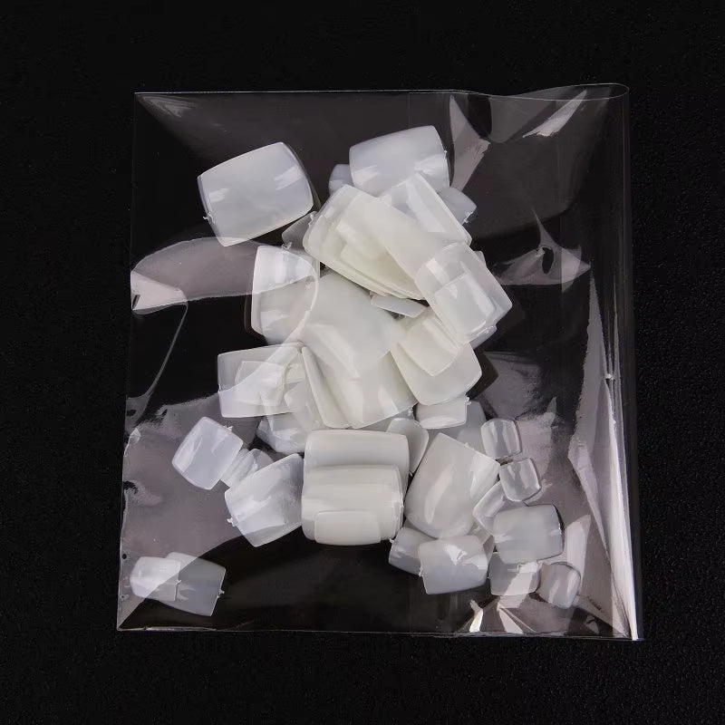 100Pcs Square False Toe Nails Full Cover Natural White Clear Artificial Fake Toenail Acrylic Foot Nail Art Tips Manicure Tools