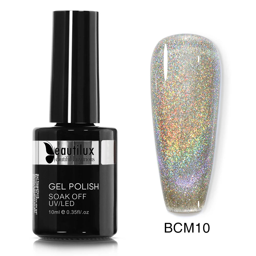 Holographic Rainbow Cat Eye Gel Nail Polish Holo Laser Nail Polish Galaxy Chameleon Magnetic Gel Soak off UV Gel