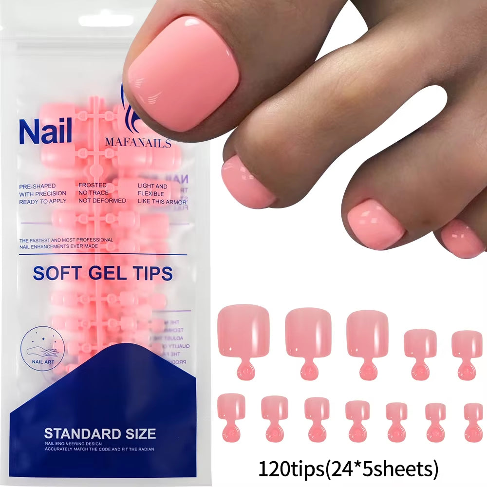 100PCS Short Square False Toenail Tips Full Cover White Artificial Fake Toenail Acrylic Foot Nail Art Tip Press on Toe Extension