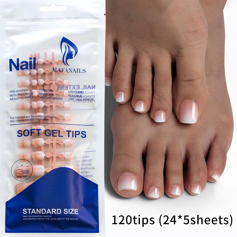 100PCS Short Square False Toenail Tips Full Cover White Artificial Fake Toenail Acrylic Foot Nail Art Tip Press on Toe Extension