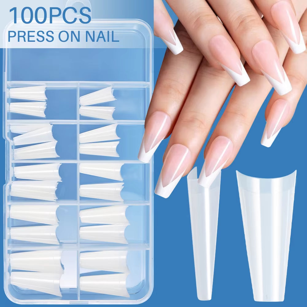 100PCS Short Square False Toenail Tips Full Cover White Artificial Fake Toenail Acrylic Foot Nail Art Tip Press on Toe Extension