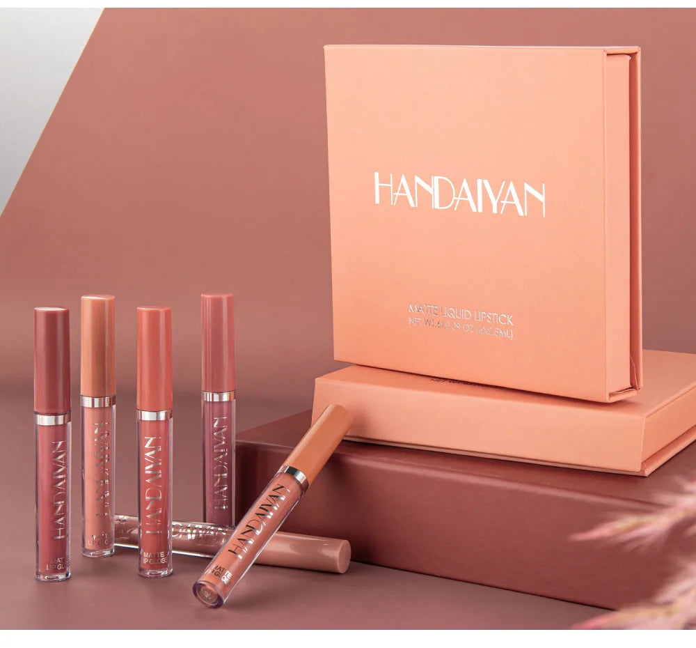 HANDAIYAN 6 Color Matte Liquid Lipstick Sets Lip Gloss for Lips Long Lasting Waterproof Cosmetics Sexy Makeup