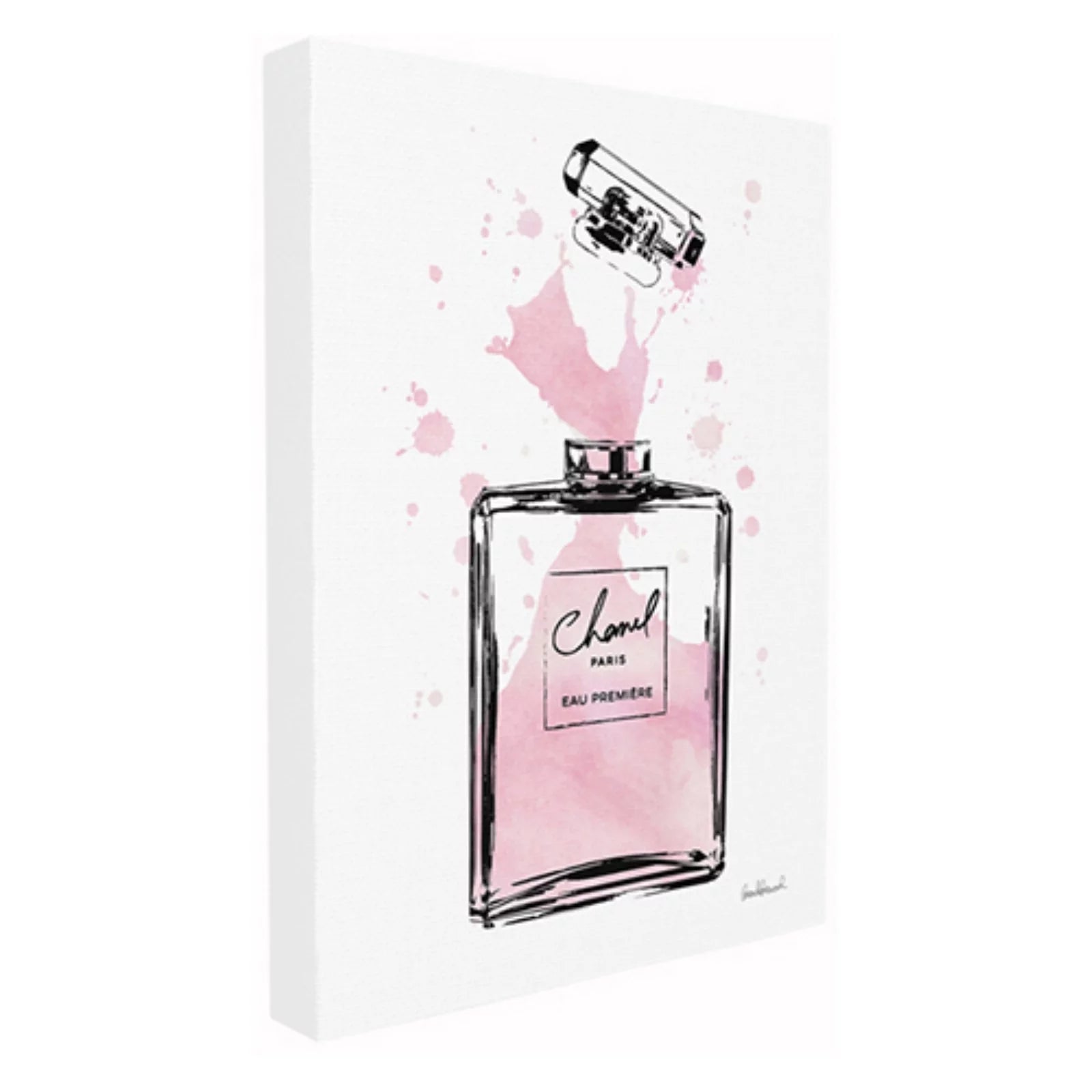 The Stupell Home Decor Collection Pretty Pink Watercolor Perfume Bottle Splash Stretched Canvas Wall Art, 16 X 1.5 X 20