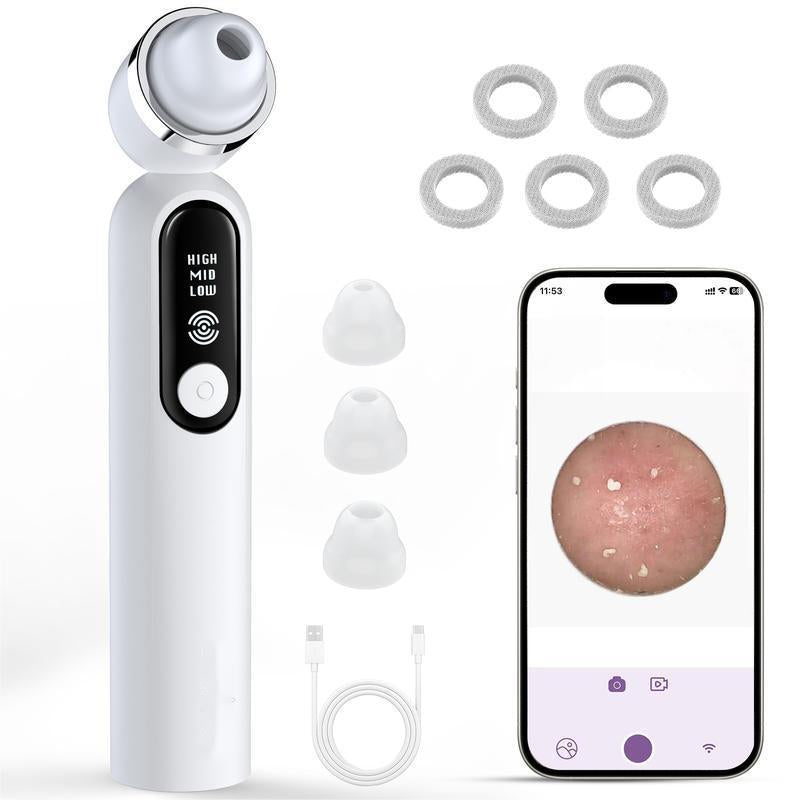 Visible Exfoliator Vacuum Cleaner, Skin Scrubber with Camera, Pore Cleaner with Three Modes, USB Rechargeable, Cleansing Skincare for All Gender