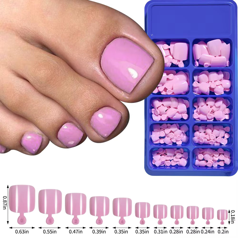 100PCS Short Square False Toenail Tips Full Cover White Artificial Fake Toenail Acrylic Foot Nail Art Tip Press on Toe Extension