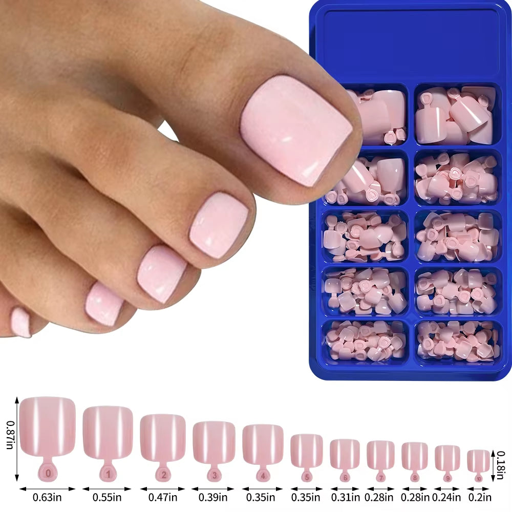 100PCS Short Square False Toenail Tips Full Cover White Artificial Fake Toenail Acrylic Foot Nail Art Tip Press on Toe Extension