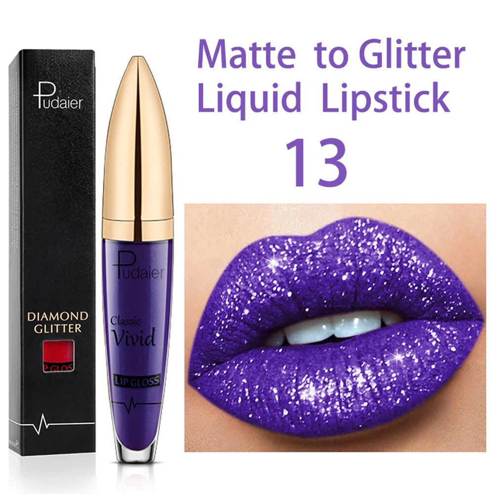 15 Colors  Waterproof Diamond Glitter Liquid Lipstick Long Lasting Pearl Women Sexy Lips Tint Makeup Lip Glaze