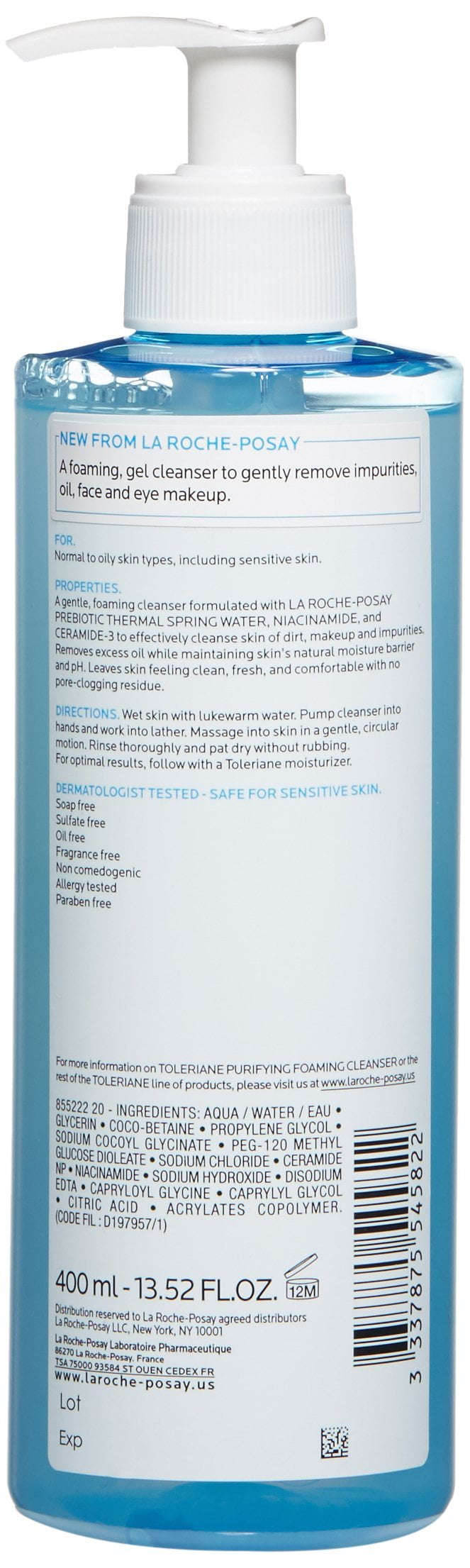 Toleriane Purifying Foaming Cleanser, 13.52 Fl Oz -