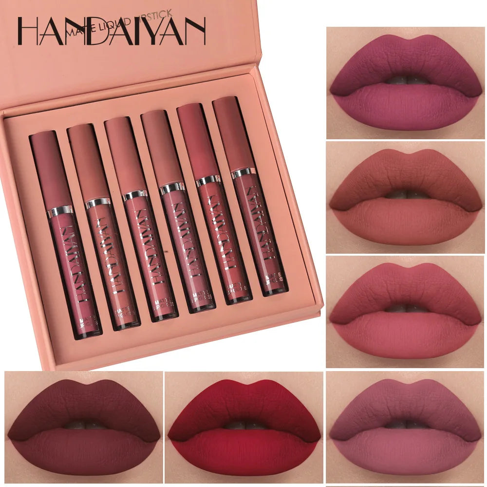 HANDAIYAN 6 Color Matte Liquid Lipstick Sets Lip Gloss for Lips Long Lasting Waterproof Cosmetics Sexy Makeup