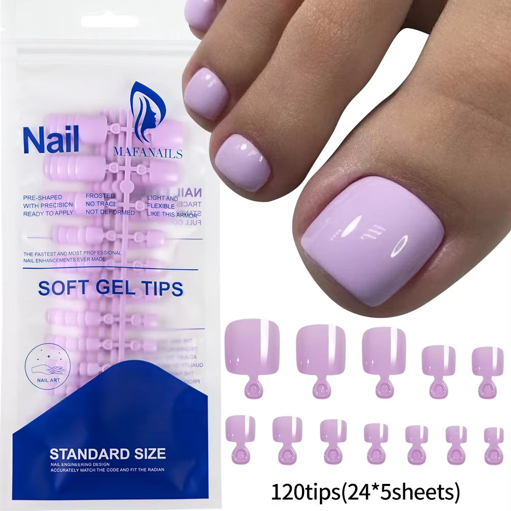 100PCS Short Square False Toenail Tips Full Cover White Artificial Fake Toenail Acrylic Foot Nail Art Tip Press on Toe Extension