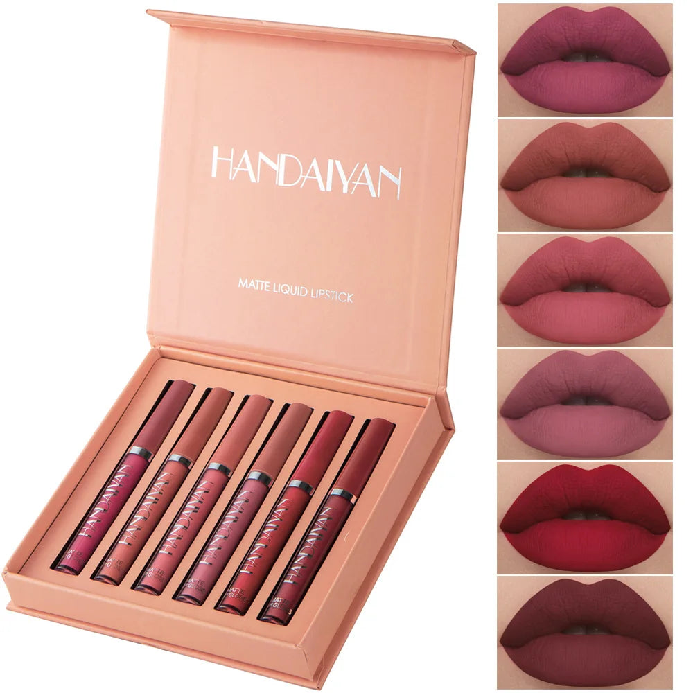 HANDAIYAN 6 Color Matte Liquid Lipstick Sets Lip Gloss for Lips Long Lasting Waterproof Cosmetics Sexy Makeup