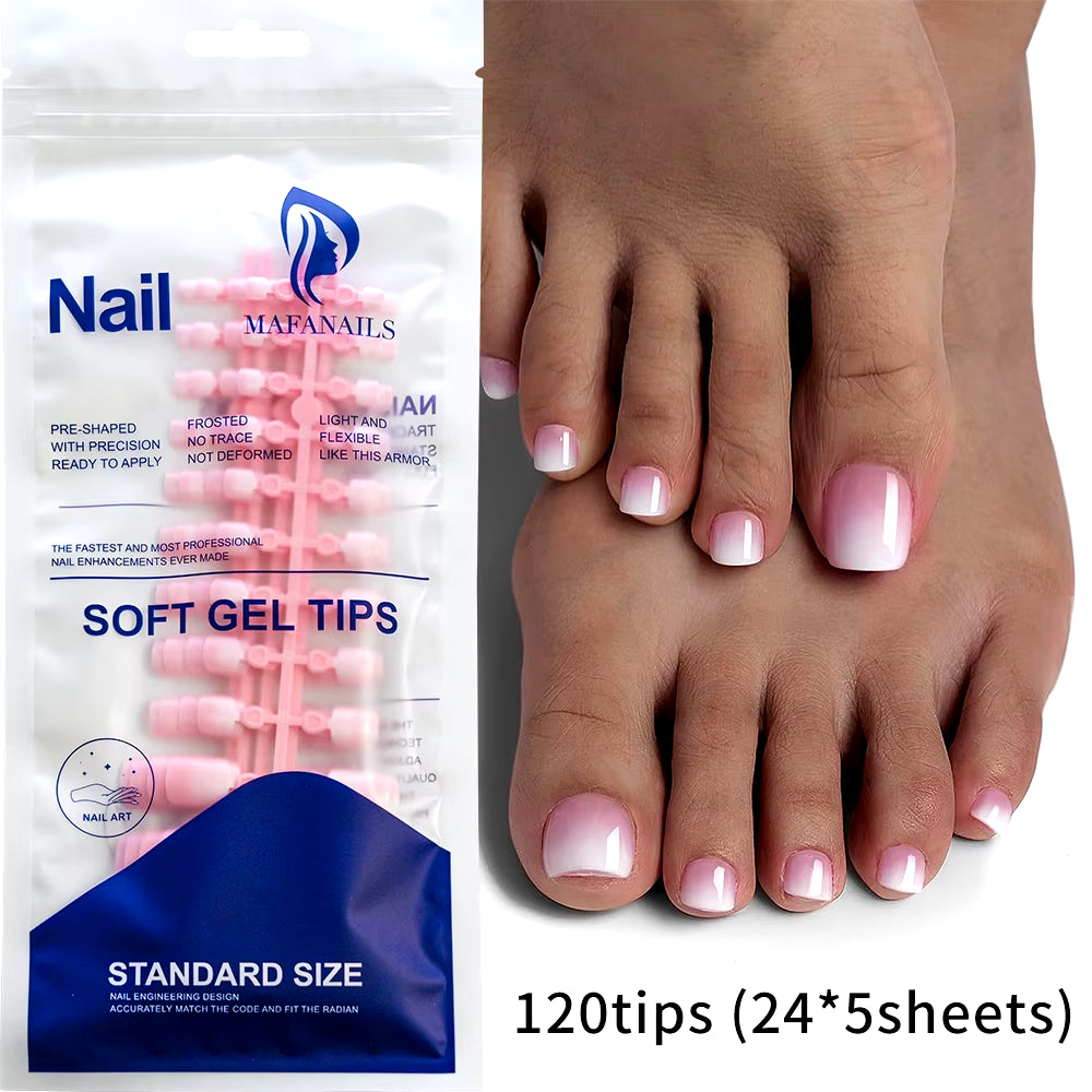 100PCS Short Square False Toenail Tips Full Cover White Artificial Fake Toenail Acrylic Foot Nail Art Tip Press on Toe Extension