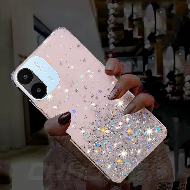 Case for Redmi A1 Gradient Glitter Star Soft Silicone Phone Cases for  Redmi A1 a 1 Case 6.52Inch Clear TPU Back Cover