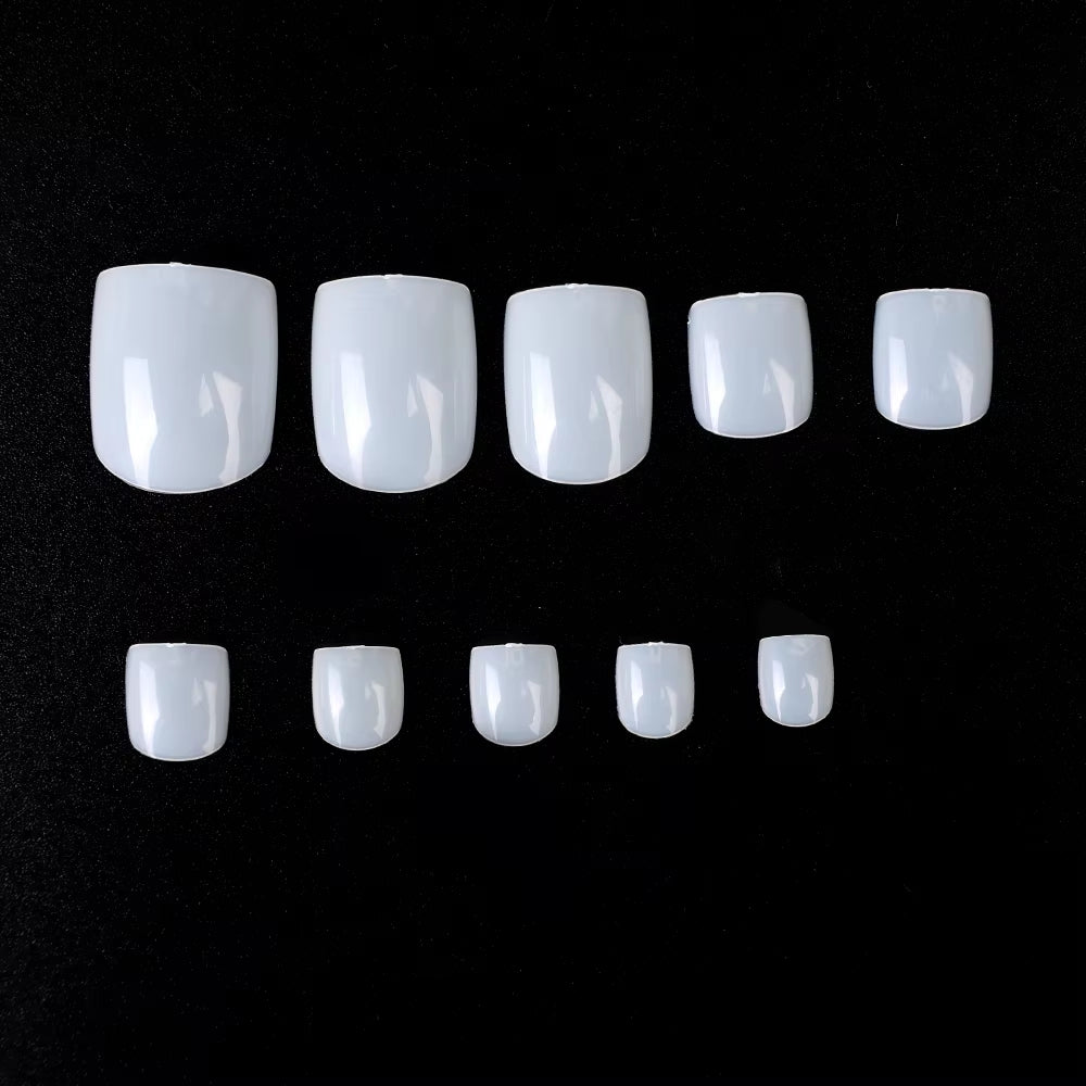 100Pcs Square False Toe Nails Full Cover Natural White Clear Artificial Fake Toenail Acrylic Foot Nail Art Tips Manicure Tools