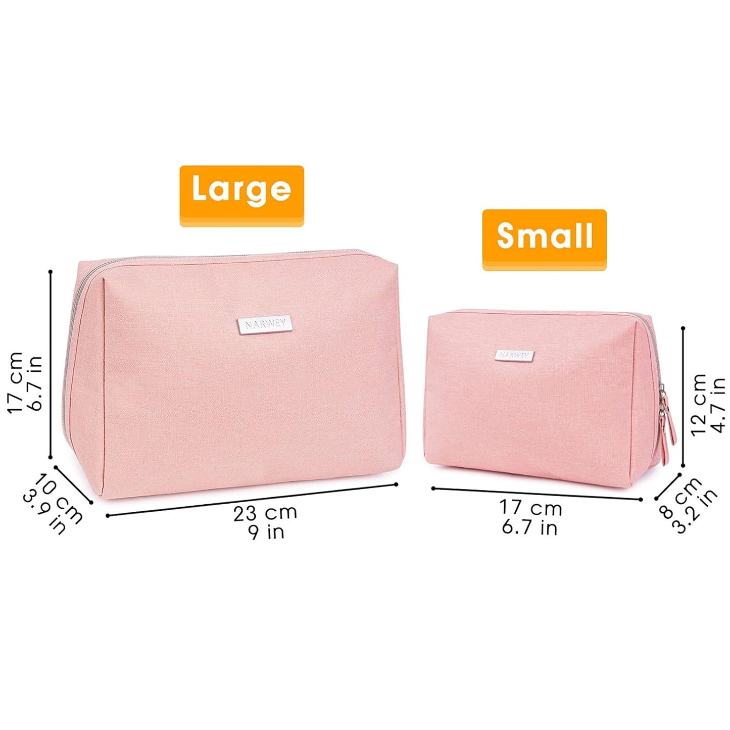 Large Makeup Bag Zipper Pouch Travel Cosmetic Organizer for Women (Large, Pink)