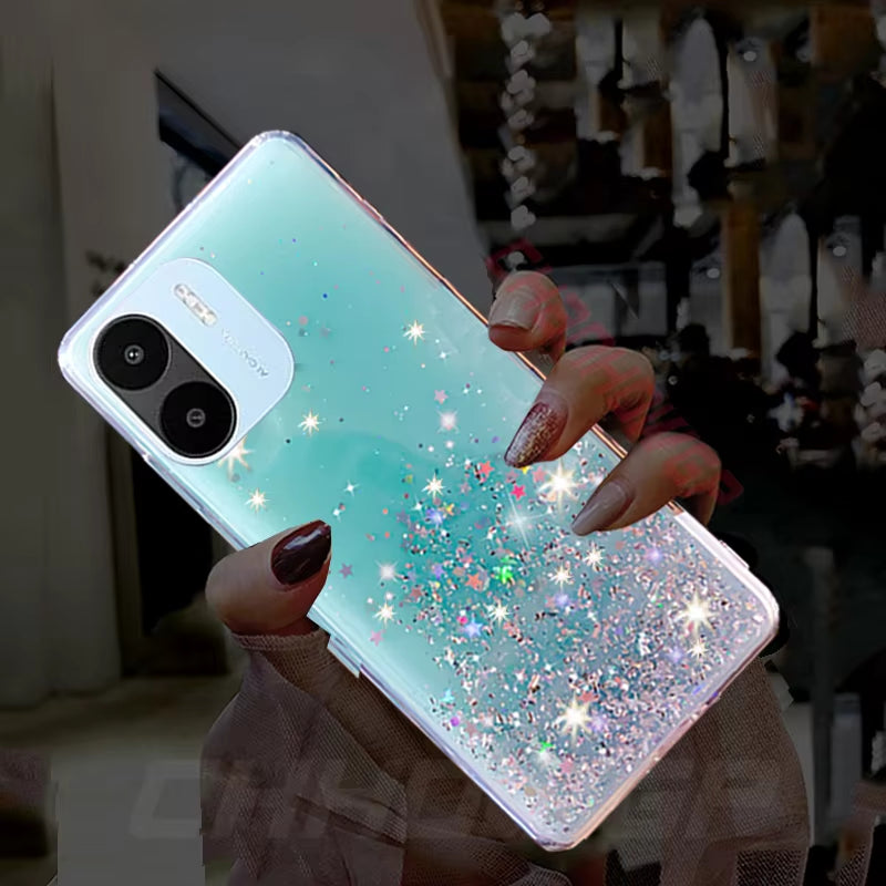 Case for Redmi A1 Gradient Glitter Star Soft Silicone Phone Cases for  Redmi A1 a 1 Case 6.52Inch Clear TPU Back Cover