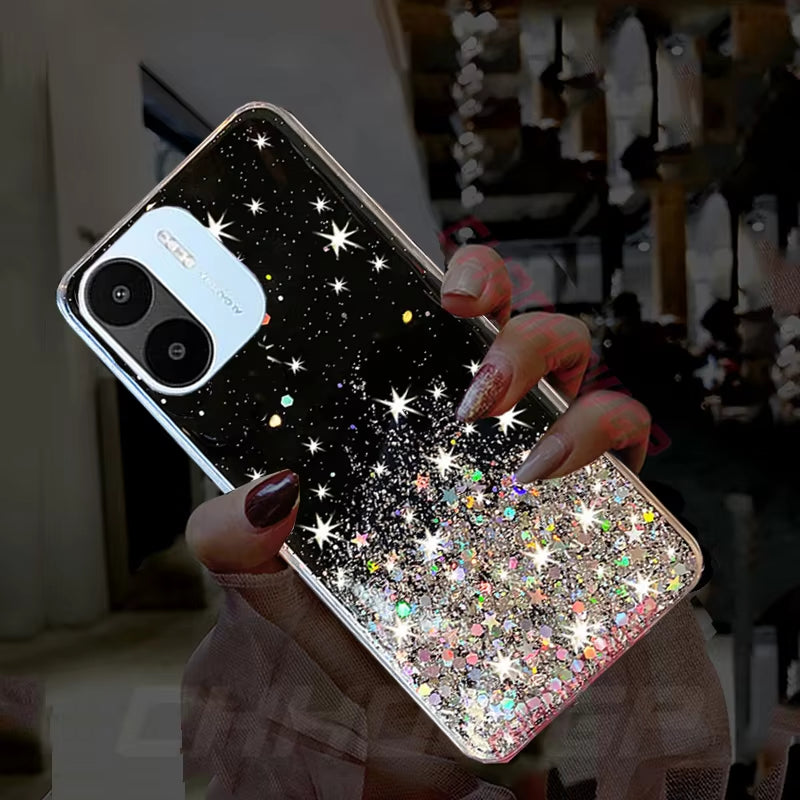 Case for Redmi A1 Gradient Glitter Star Soft Silicone Phone Cases for  Redmi A1 a 1 Case 6.52Inch Clear TPU Back Cover