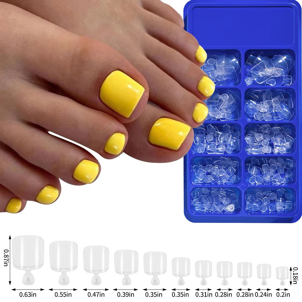 100PCS Short Square False Toenail Tips Full Cover White Artificial Fake Toenail Acrylic Foot Nail Art Tip Press on Toe Extension