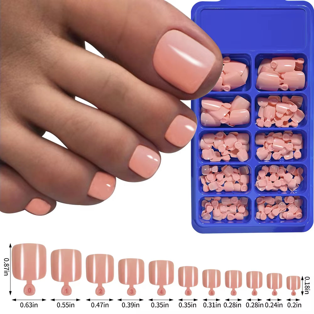 100PCS Short Square False Toenail Tips Full Cover White Artificial Fake Toenail Acrylic Foot Nail Art Tip Press on Toe Extension