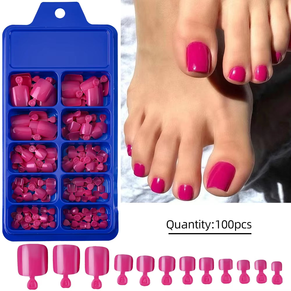 100PCS Short Square False Toenail Tips Full Cover White Artificial Fake Toenail Acrylic Foot Nail Art Tip Press on Toe Extension